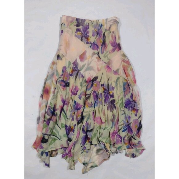 Anthropologie Dresses & Skirts - Anthropologie Asymmetrical Painterly Floral Midi Skirt